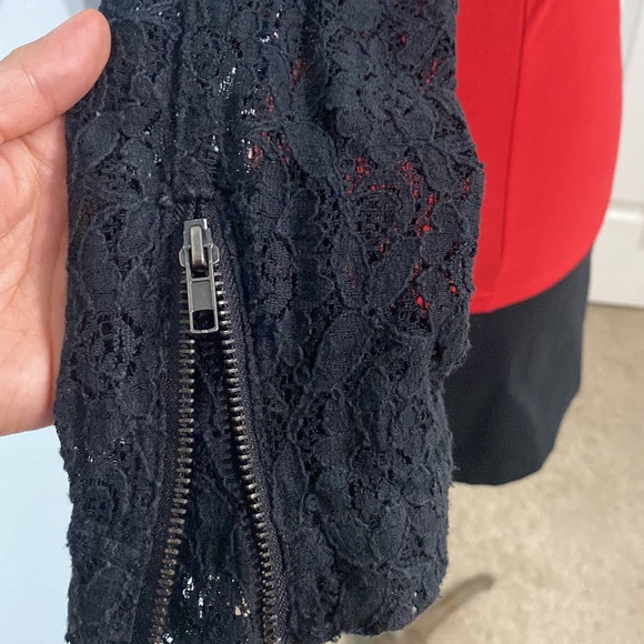 Vintage Black sheer Lace crop Biker style jacket size M - Picture 3 of 12